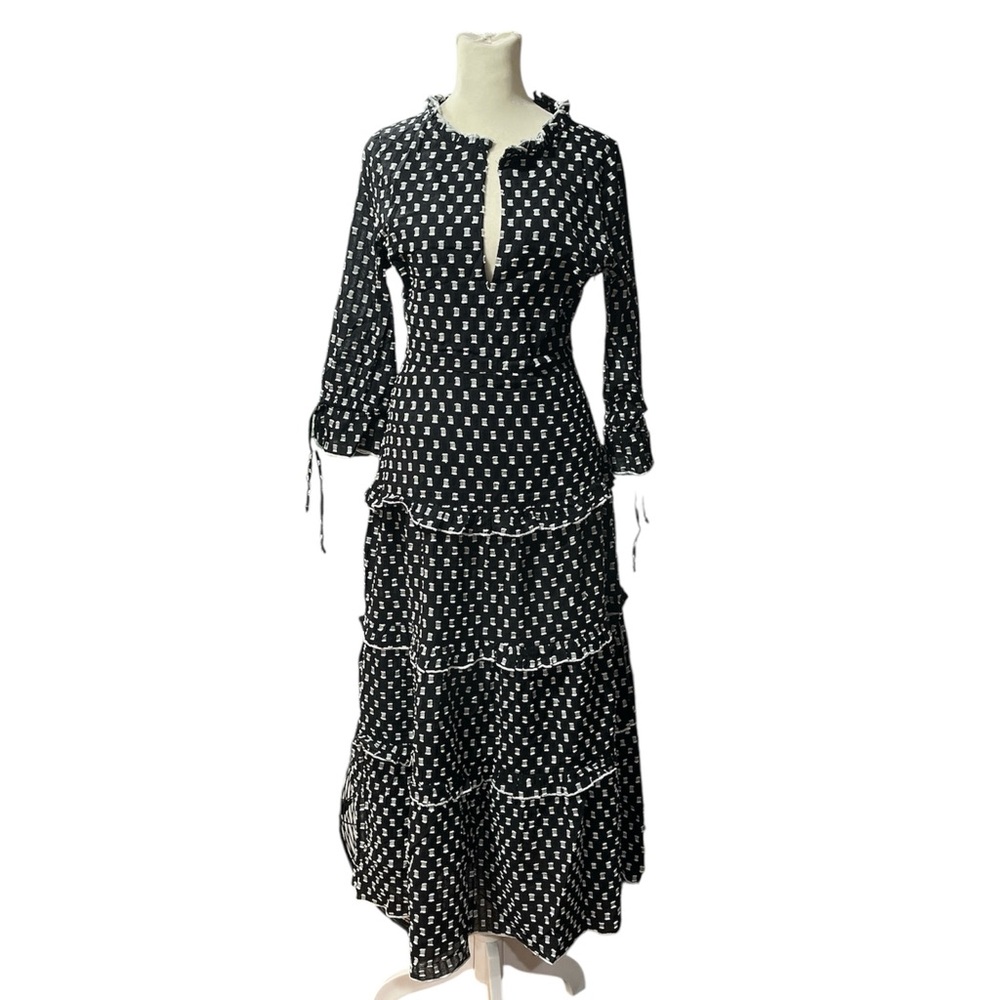 RAHI CALI Chic Black and White Long Sleeve Maxi Dress, BNWT, S